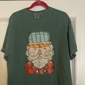 Comfort Colors Sage Green Santa Tee